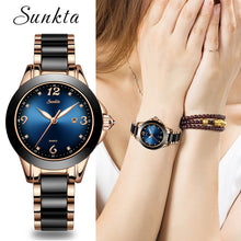 Load image into Gallery viewer, Steel Ceramic Watch Top Brand Luxury Fashion Female Clock+Box