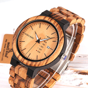 Bobo Bird Natural Solid Wood Wristwatch For Men Fashion Mens Wooden