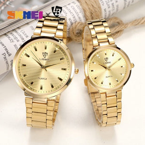 Luxury Watch Quartz Wrist Watches Golden Fashion Stainless Steel Lovers Watch