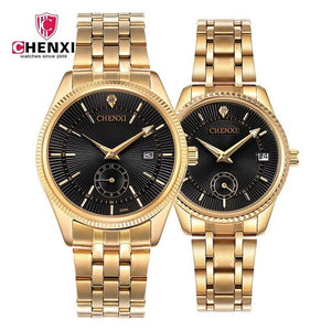 Luxury Women Men Couple Watches  Waterproof Stainless Steel Lover's