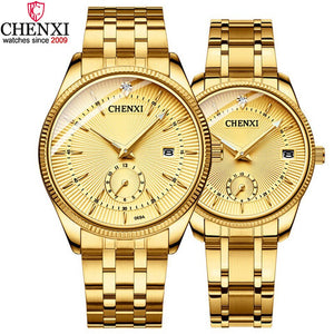 Luxury Women Men Couple Watches  Waterproof Stainless Steel Lover's