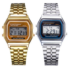 Load image into Gallery viewer, Unisex Watch Gold Silver Vintage Stainless Steel LED
