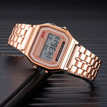 Load image into Gallery viewer, Unisex Watch Gold Silver Vintage Stainless Steel LED
