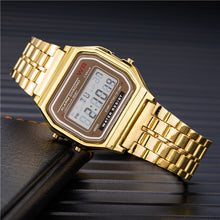 Load image into Gallery viewer, Unisex Watch Gold Silver Vintage Stainless Steel LED
